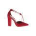 Steve Madden Heels: D'Orsay Chunky Heel Cocktail Party Red Solid Shoes - Women's Size 7 - Pointed Toe