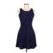 Nicole by Nicole Miller Casual Dress - Mini Scoop Neck Sleeveless: Blue Print Dresses - Women's Size Large