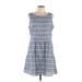 BeachLunchLounge Casual Dress - Mini Scoop Neck Sleeveless: Blue Print Dresses - Women's Size Large