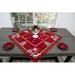 The Holiday Aisle® Joswick Square 33" Christmas Embroidery Santa & Trees on Red Table Topper in Gray/Green/Red | 33 W x 33 D in | Wayfair