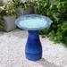 Red Barrel Studio® Gwenda Glazed Ceramic 20-In Tall Outdoor Bird Bath in Blue | 19.9 H x 15.9 W x 15.9 D in | Wayfair