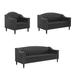 Alcott Hill® Galiano 3 - Piece Faux Leather Living Room Set Faux Leather in Black | 30.31 H x 79.92 W x 29.13 D in | Wayfair Living Room Sets