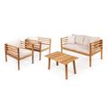 Union Rustic Bouley 4 Piece Sofa Seating Group w/ Cushions Wood/Natural Hardwoods in Brown/White | Outdoor Furniture | Wayfair