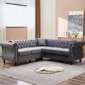 Gray Reclining Sectional - House of Hampton® Jishant 2 - Piece Upholstered Sectional Velvet | 30 H x 83.5 W x 83.5 D in | Wayfair