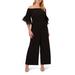 Off The Shoulder Wide Leg Organza Crepe Jumpsuit