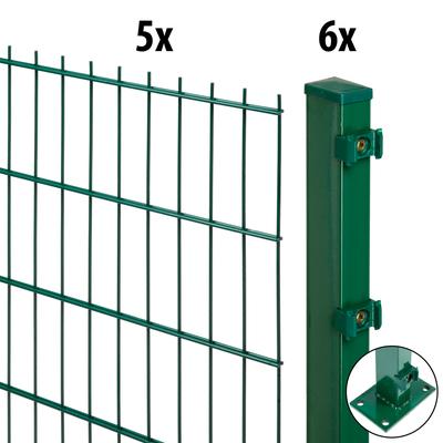 Doppelstabmattenzaun GARDEN 'N' MORE "Excellent", grün, H:120cm L:10cm, Stahl, Kunststoff, Zaunelemente, 5 Elemente für 