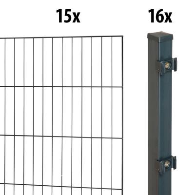 Einstabmattenzaun GARDEN 'N' MORE "Standard", grau (anthrazit), H:75cm L:30cm, Stahl, Kunststoff, Zaunelemente, 15 Eleme