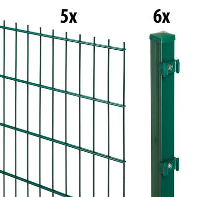 Doppelstabmattenzaun GARDEN 'N' MORE "Standard", grün, H:180cm L:10cm, Stahl, Kunststoff, Zaunelemente, 5 Elemente für 1