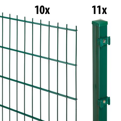 Doppelstabmattenzaun GARDEN 'N' MORE "Standard", grün, H:140cm L:20cm, Stahl, Kunststoff, Zaunelemente, 10 Elemente für 