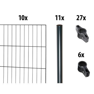 Einstabmattenzaun GARDEN 'N' MORE "mit Rundpfosten", grau (anthrazit), H:125cm L:20cm, Stahl, Kunststoff, Zaunelemente, 