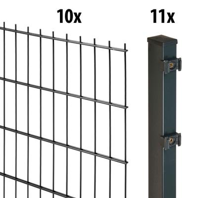 Doppelstabmattenzaun GARDEN 'N' MORE "Excellent", grau (anthrazit), H:120cm L:20cm, Stahl, Kunststoff, Zaunelemente, 10 