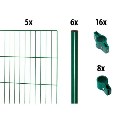 Einstabmattenzaun GARDEN 'N' MORE "mit Rundpfosten", grün, H:175cm L:10cm, Stahl, Kunststoff, Zaunelemente, 5 Elemente f