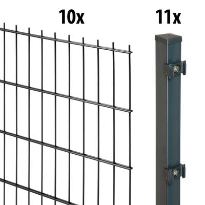 Doppelstabmattenzaun GARDEN 'N' MORE "Standard", grau (anthrazit), H:140cm L:20cm, Stahl, Kunststoff, Zaunelemente, 10 E