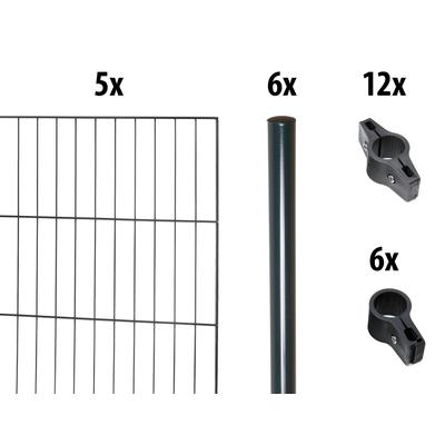 Einstabmattenzaun GARDEN 'N' MORE "mit Rundpfosten", grau (anthrazit), H:125cm L:10cm, Stahl, Kunststoff, Zaunelemente, 