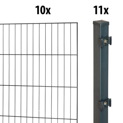 Einstabmattenzaun GARDEN 'N' MORE "Standard", grau (anthrazit), H:125cm L:20cm, Stahl, Kunststoff, Zaunelemente, 10 Elem