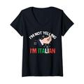 Damen Ich schreie nicht Ich bin Italiener Lustiges Italien T-Shirt mit V-Ausschnitt