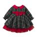 kpoplk Girls Christmas Dresses Toddler Girls Christmas Long Sleeve Plaid Prints Princess Dress Xmas Party Bowknot Tulle Red 3-4 Y