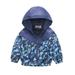 Cathalem Big Kid Coat Toddler Coats Autumn Lightweight Jacket Cartoon Dinosaur Rainbow Camouflage Zip Windproof Jacket Hooded Trench (Dark Blue 3-4 Years)