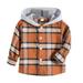 Cathalem Big Kid Childrenscostume Toddler Coats Divide Sweatshirt Girls Flannel Hooded Plaid Shirt Button Baby Plaid Shirt Plaid Shirt Hooded (Brown 12-18 Months)