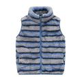 AherBiu Toddler Kids Fleece Vests Zip up Stand Collar Stripes Printed Fuzzy Warm Winter Sleeveless Jackets with Pockets