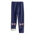 Cethrio Kids Plus Size Leggings Fall and Winter Thermal Fleece Casual Navy Pants Size 2-3 Years