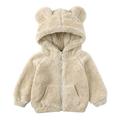 QUYUON Toddler Winter Clothes Discounts Long Sleeve Fleece Jacket Lamb Fleece Jackets for Toddlers Girls Boys Fleece Hooded Jackets Kids Zip Up Outerwear CoatJacket Sweatshirt Beige 9 Months