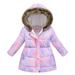QUYUON Boys Jacket Deals Long Sleeve Puffer Jacket Toddler Baby Floral Print Jacket Parkas Hoodies Tops for Kids Winter Thick Warm Windproof Coat Outwear Jackets Purple 4T