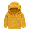 QUYUON Newborn Winter Coat Clearance Long Sleeve Fleece Jacket Toddler Baby Boys Girls Solid Color Plush Cute Bear Ears Winter Hoodie Thick Coat Jacket Yellow 2T-3T