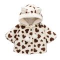 QUYUON Baby Jackets 12-18 Months Winter Long Sleeve Fleece Jacket Toddler Baby Girls Solid Color Heart Print Plush Cute Bear Ears Winter Hoodie Thick Coat Jacket Beige 2T-3T