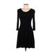 Express Casual Dress - A-Line Scoop Neck 3/4 sleeves: Black Print Dresses - Women's Size Medium