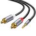 RCA Cable 3.5 Jack to 2 RCA Aux Audio Cable 3.5 mm to 2RCA Male Adapter Splitter for TV Box Amplifier Speaker Wire Cord Grey 0.5m