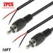 2Pack 10 ft RCA Male Plug to Bare Wire Audio Speaker Subwoofer HDTV Cable Cord