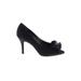 Nina Heels: Slip-on Stiletto Cocktail Black Print Shoes - Women's Size 7 - Peep Toe