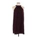 Joe Boxer Casual Dress - Mini Mock Sleeveless: Burgundy Dresses - Women's Size Large