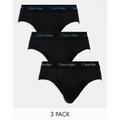 Calvin Klein cotton stretch briefs 3 pack in black with coloured logo