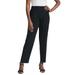 Plus Size Women's Stretch Knit Straight Leg Pant by The London Collection in Black (Size 14/16)
