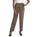 Plus Size Women's Stretch Knit Straight Leg Pant by The London Collection in Black New Khaki Houndstooth (Size 14/16)