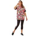 Plus Size Women's Tunic and Side-Stripe Capri Legging Set by Woman Within in Sweet Coral Floral (Size L)