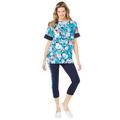 Plus Size Women's Tunic and Side-Stripe Capri Legging Set by Woman Within in Navy Floral (Size 5X)