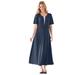 Plus Size Women's Layered Knit Empire Dress by Woman Within in Navy (Size 2X)