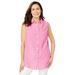 Plus Size Women's Sleeveless Seersucker Shirt by Woman Within in Raspberry Sorbet Pop Stripe (Size L)