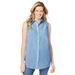 Plus Size Women's Sleeveless Seersucker Shirt by Woman Within in Vibrant Blue Pop Stripe (Size 4X)