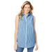Plus Size Women's Sleeveless Seersucker Shirt by Woman Within in Vibrant Blue Pop Stripe (Size 6X)