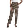 Plus Size Women's Stretch Knit Straight Leg Pant by The London Collection in Black New Khaki Houndstooth (Size 12)