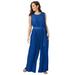 Plus Size Women's Pleated Wide Leg Jumpsuit by Jessica London in Dark Sapphire (Size 20 W)