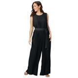 Plus Size Women's Pleated Wide Leg Jumpsuit by Jessica London in Black (Size 24 W)