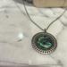 American Eagle Outfitters Jewelry | Long 30” Necklace With Abalone Medallion | Color: Blue/Silver | Size: Os