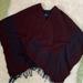 American Eagle Outfitters Sweaters | American Eagle Maroon Red/Blue Fringe One Size Poncho Cape Cardigan S | Color: Blue/Red | Size: One Size