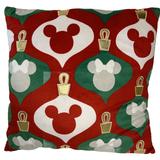 Disney Holiday | Disney Christmas Pillow Mickey Minnie Mouse Ornament Red Green Gold 16” X 16” | Color: Green/Red | Size: Os