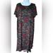 Lularoe Dresses | Lularoe Carly Women’s Dress Camo Roses Short Sleeves Stretch Comfy Size Medium | Color: Black/Green | Size: M